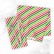 Smaller Scale Diagonal Watermelon Stripes in Red Green Pink Lime