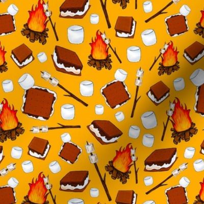 Medium Scale Smores Campfire Toasted Marshmallows on Golden Yellow