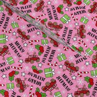 Medium Scale Merry Jeepmas! Christmas Jeep 4x4 Off Road Vehicles in Red and Pink