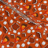 Medium Scale Smores Campfire Toasted Marshmallows on Autumn Orange