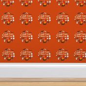 6" Circle Panel Laugh More Worry Less Smores Campfire Toasted Marshmallows on Autumn Orange for Embroidery Hoop Projects Quilt Squares