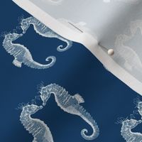 Pair of Sea Horses  - Navy and White