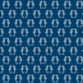 Pair of Sea Horses  - Navy and White