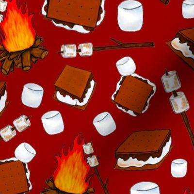 Large Scale Smores Campfire Toasted Marshmallows in Rich Red 