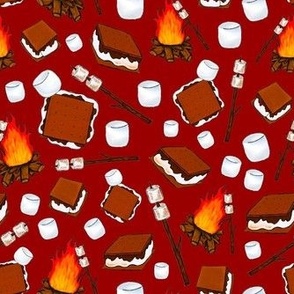 Medium Scale Smores Campfire Toasted Marshmallows in Rich Red 