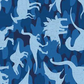 Blue Camo Dinosaurs Rotated - extra large scale