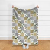 jungle babies patchwork - silver and mustard rotated