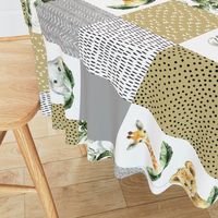 jungle babies patchwork - silver and mustard rotated