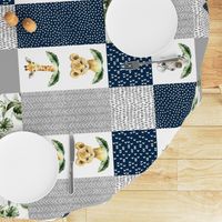 jungle babies patchwork - navy silver rotated