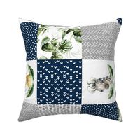 jungle babies patchwork - navy silver rotated