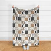 neutral moose patchwork - charcoal, mustard & cream - rotated