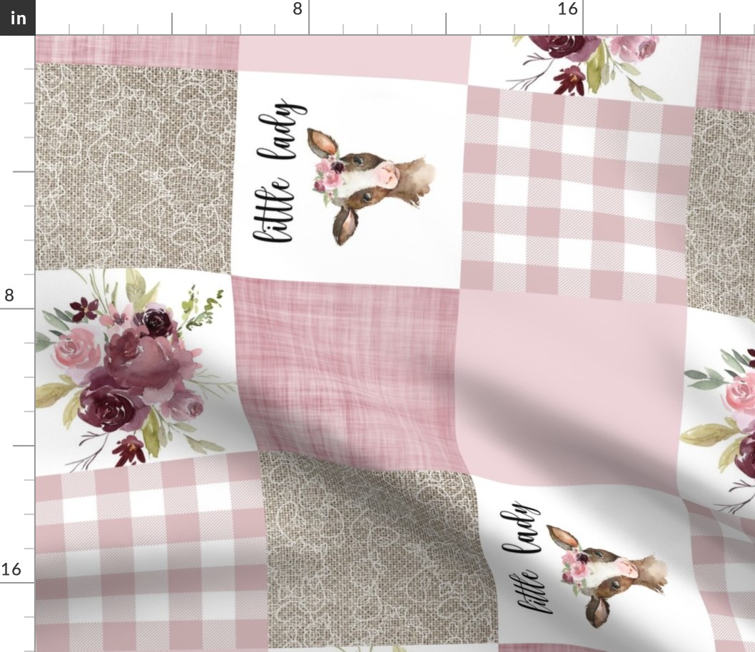 little lady cow patchwork - burgundy blush rotated