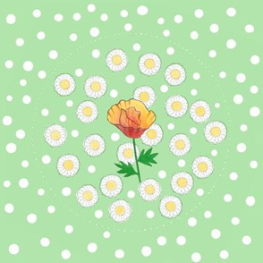 Poppy and Daisies - Swatch Embroidery