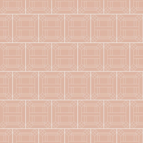 Peach Fabric with White Geometric Design