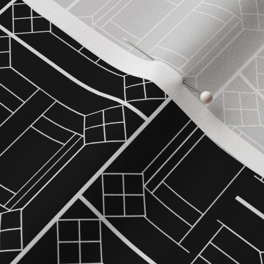 Black Fabric with a White Geometric Design