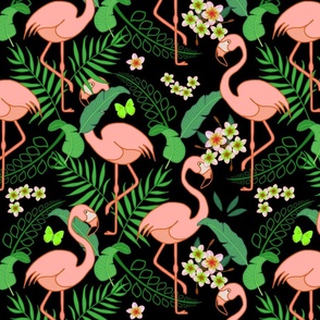 Flamboyant Flamingos #5 - black, medium/large 