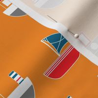 Orange Fabric with a Seaside Boats Theme