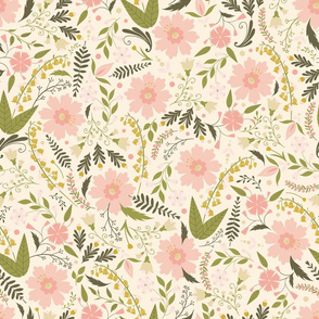 Folk Wildflowers Pink by DEINKI (XL scale)