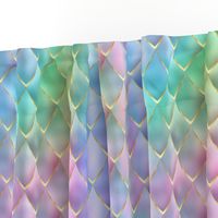 Bigger Scale Dragon Scales in Pastel Rainbow Tie Dye and Gold