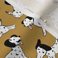 Little Dalmatian friends kawaii dogs kids pattern with puppy friends mustard yellow