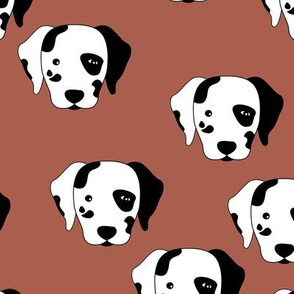 Minimalist style Dalmatian dogs sweet puppy faces for kids scandinavian style stone red