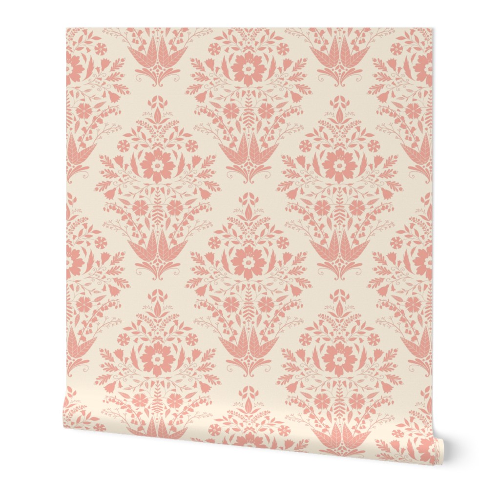 Monochrome Damask Pink by DEINKI (Small Scale)