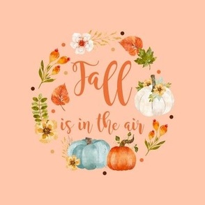 6" Circle Panel Fall Is In The Air Rustic Farmhouse Pumpkins on Pale Peach for Embroidery Hoop or Wall Art - DIY Pattern Kit Template