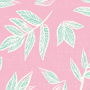 Brush Stroke Leaves L - Cotton Candy and Mint