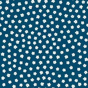 Small White Florals- Navy Blue
