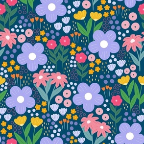 Wildflower Meadows- Navy