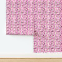 Small Scale - The Prettiest Farm - Sweet Pink Pigs and Flowers on White Background