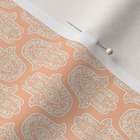 Small Scale Hamsa Hands White on Peach Fuzz Pantone Color of The Year 2024
