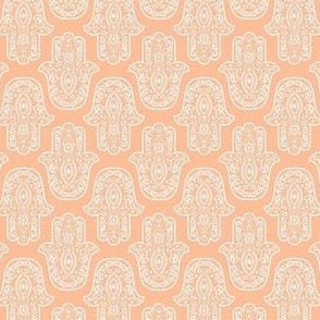 Small Scale Hamsa Hands White on Peach Fuzz Pantone Color of The Year 2024