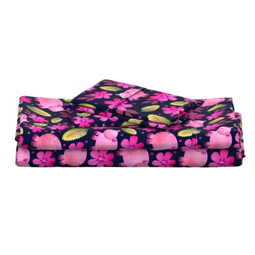 Large Scale - The Prettiest Farm - Pink Pigs on Dark Navy Background