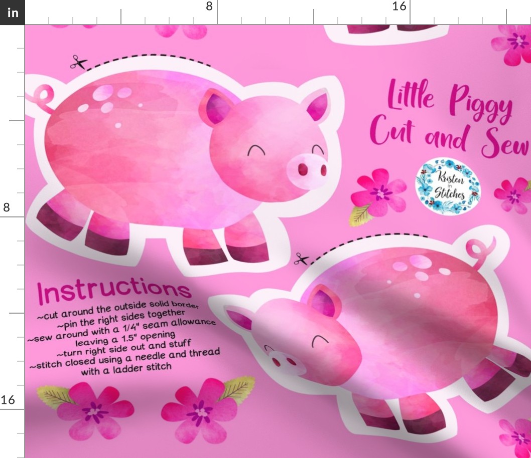 Little Pink Piggy Easy Cut and Sew Stuffie