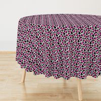 Small Scale Cow Print with Hot Pink Flowers