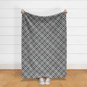 Large Scale Tartan Plaid - Silver Grey Black and White