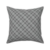 Small Scale Tartan Plaid - Silver Grey Black and White