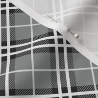 Small Scale Tartan Plaid - Silver Grey Black and White