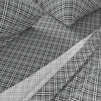 Small Scale Tartan Plaid - Silver Grey Black and White