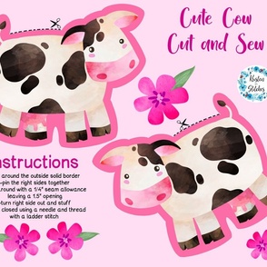 Cute Cow Easy Cut and Sew Stuffie