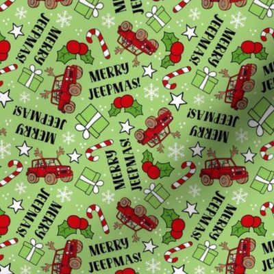 Medium Scale Merry Jeepmas! Christmas 4x4 Off Road Vehicles Red on Green