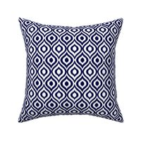 Medium Scale - Ikat Ogee - Navy and White