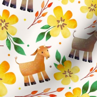 Large Scale - The Prettiest Farm Goats on Light Background