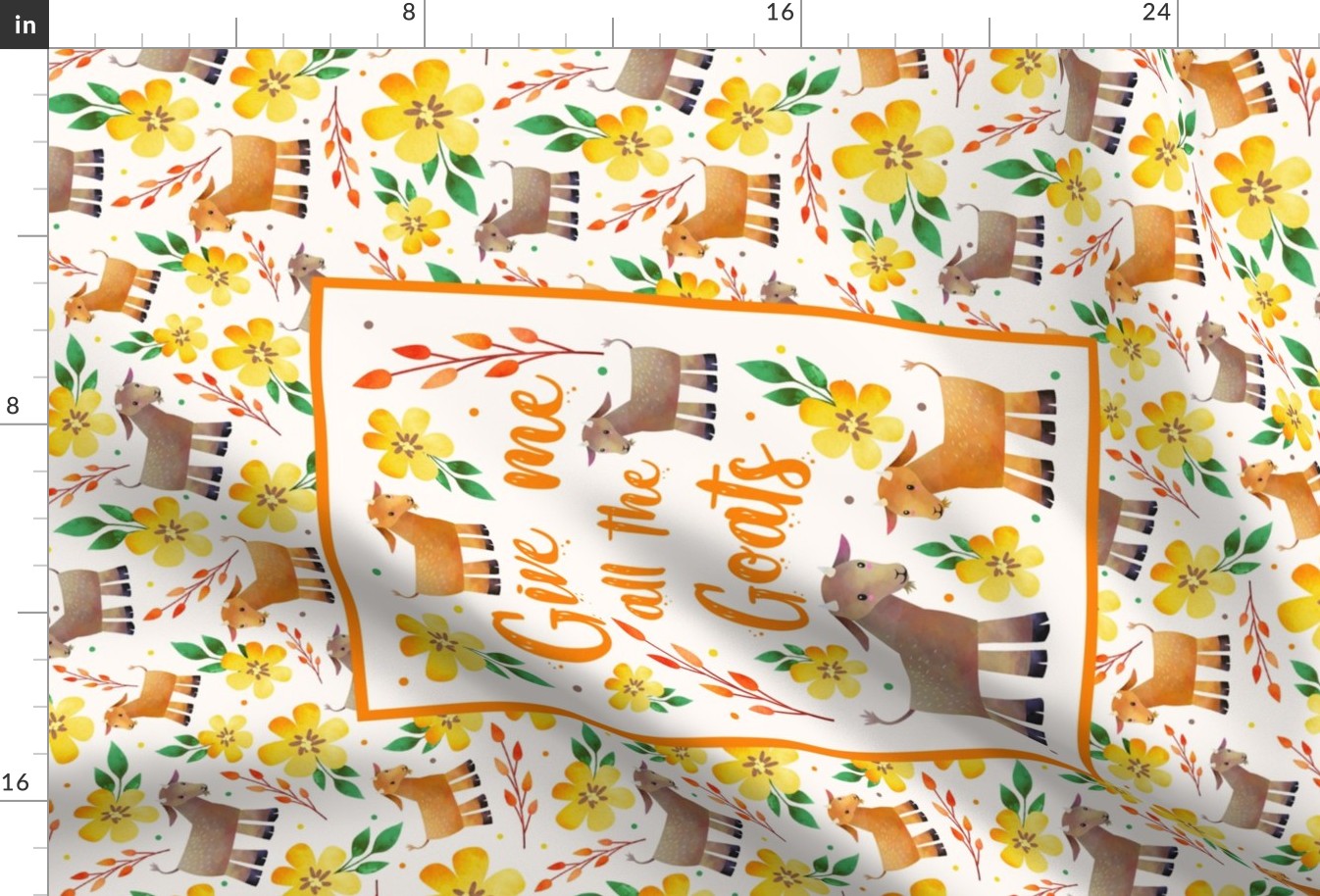 Large 27x18 Fat Quarter Panel Give Me All the Goats for Wall Art or Tea Towel