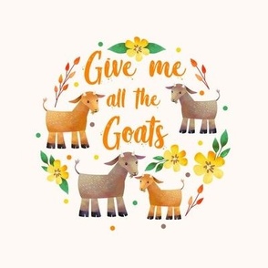 Give Me All the Goats 6 Inch Circle on 8x8 Square Swatch for Embroidery Hoop or Wall Art - DIY Pattern Kit Template - Light Background