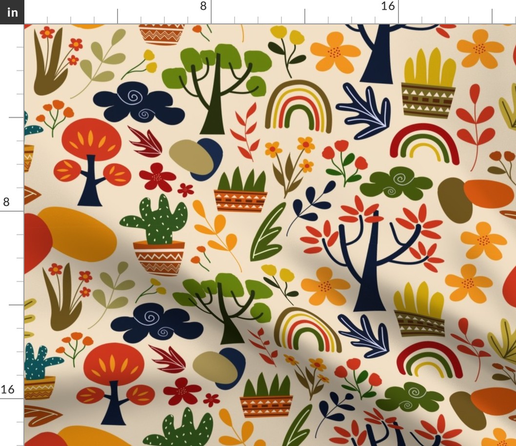 Large Scale Autumn Mod Scandi Scatter Trees Leaves Rainbows