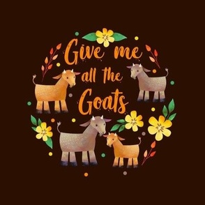 Give Me All the Goats 6 Inch Circle on 8x8 Square Swatch for Embroidery Hoop or Wall Art - DIY Pattern Kit Template - Dark Background