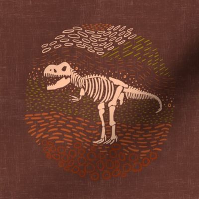 Earthy T-rex - embroidery/wall art