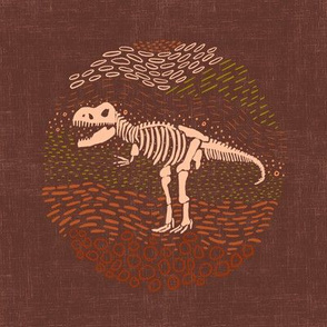 Earthy T-rex - embroidery/wall art